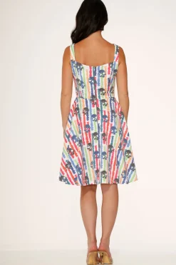 White Skulls Rainbow Swing Dress Online