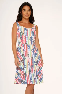 White Skulls Rainbow Swing Dress Online