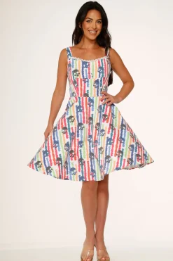 White Skulls Rainbow Swing Dress Online