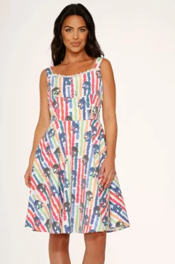 White Skulls Rainbow Swing Dress Online