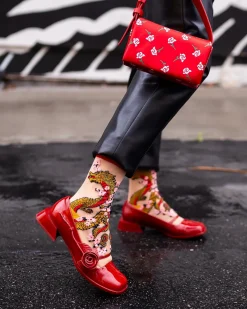 Year of the Dragon Sheer Crew Sock New