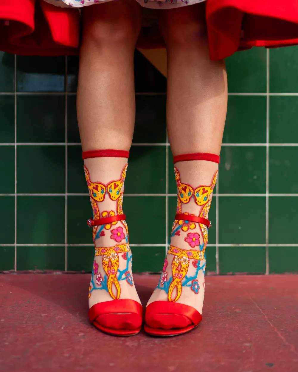 Year of the Snake Sheer Crew Sock New