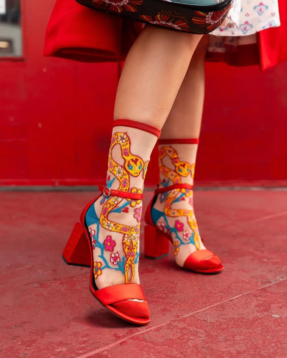 Year of the Snake Sheer Crew Sock New