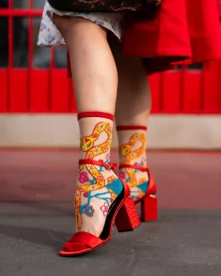 Year of the Snake Sheer Crew Sock New