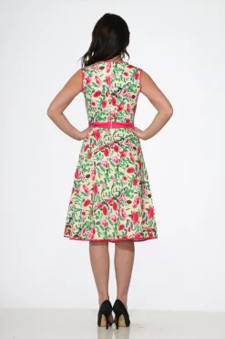 Yellow and Red Rose Swing Dress New