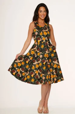 Yellow Floral Swing Dress Outlet