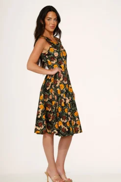Yellow Floral Swing Dress Outlet