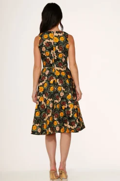 Yellow Floral Swing Dress Outlet