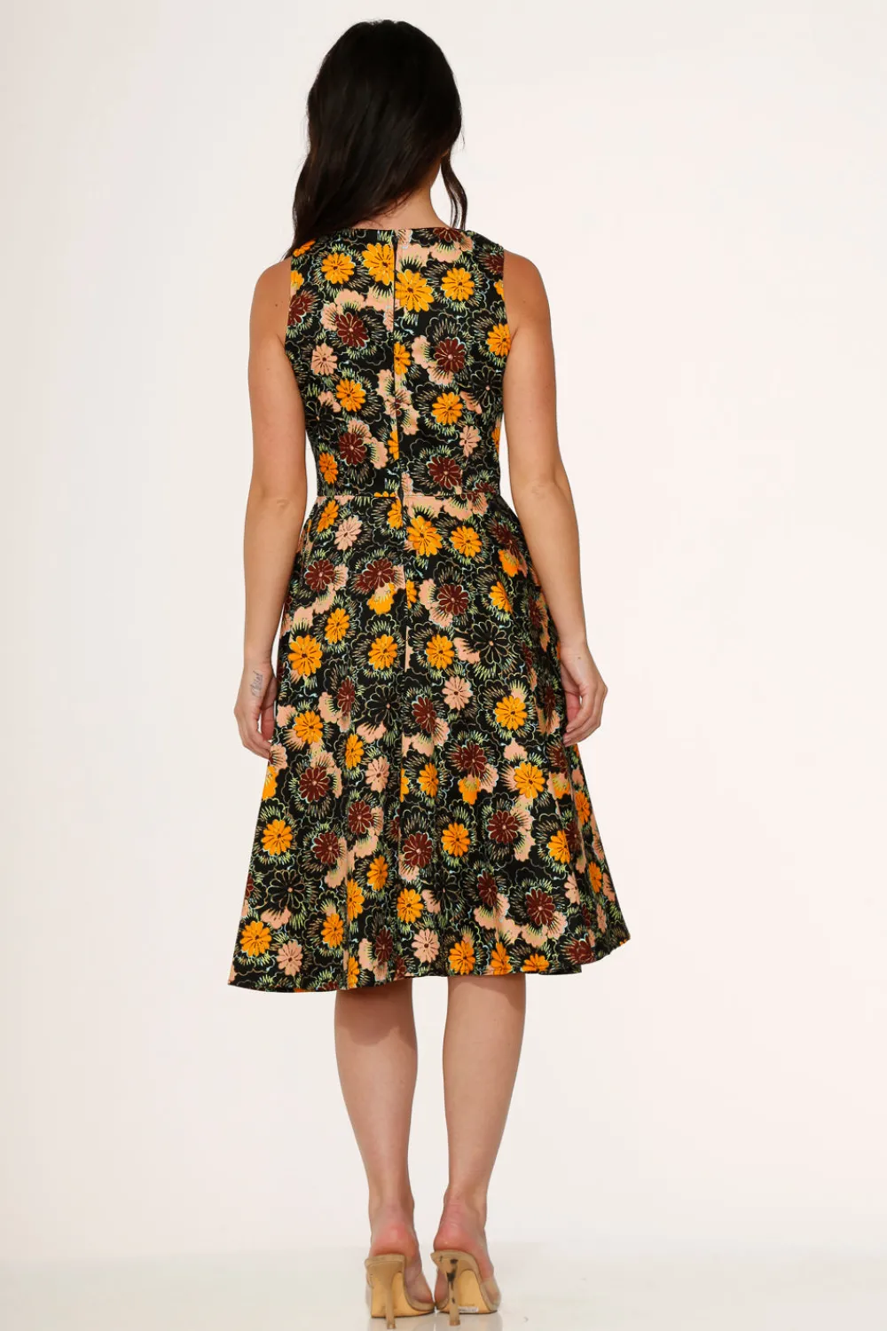 Yellow Floral Swing Dress Outlet