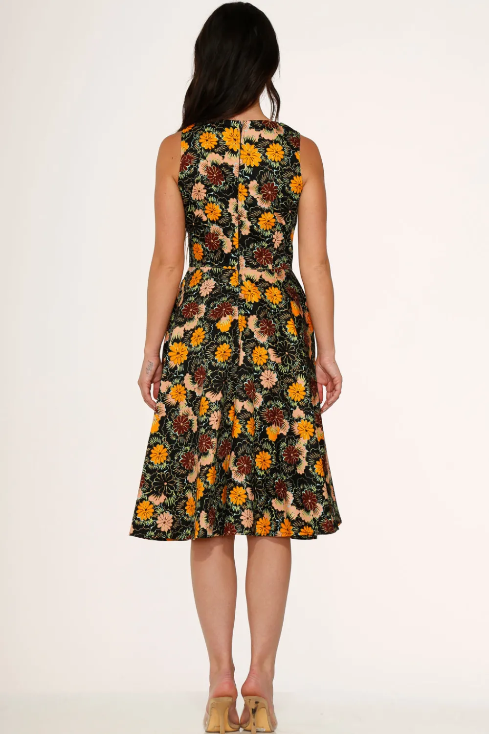 Yellow Floral Swing Dress Outlet