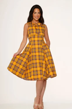 Orchid Bloom Clothing Yellow Plaid Swing Dress Outlet