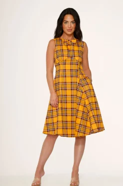 Orchid Bloom Clothing Yellow Plaid Swing Dress Outlet