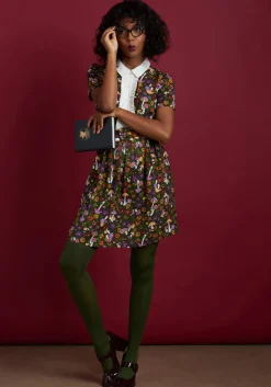 ModCloth Yes, Darling Fit and Flare Dress 70's Shroomz Sale