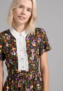 ModCloth Yes, Darling Fit and Flare Dress 70's Shroomz Sale