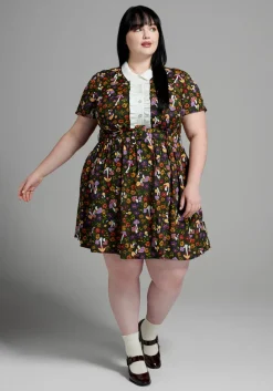 ModCloth Yes, Darling Fit and Flare Dress 70's Shroomz Sale