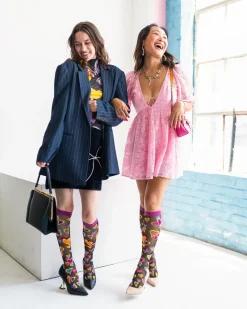 Y2K Hearts Black Sheer Knee High Sock New