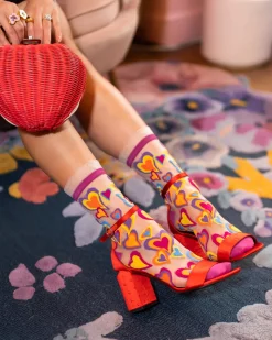 Y2K Hearts Ruffle Sheer Crew Sock Best